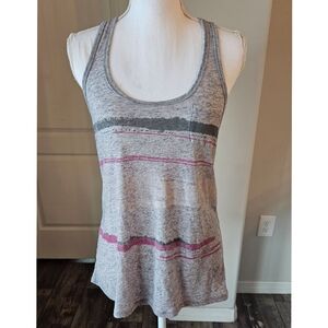 American Eagle y2k Gray Pink Stripe Razorback Tank Size Medium